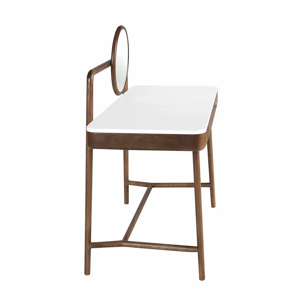 Bureaux - Bureau coiffeuse en noyer avec plateau en bois blanc et miroir - ANGEL CERDÁ