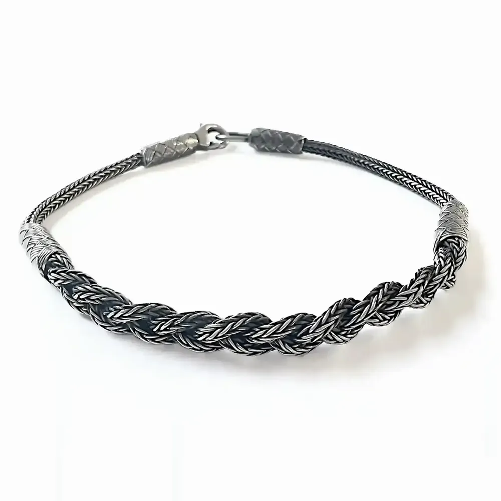 Bracelets - BRAIDED CHAIN - SILVER - HANDMADE - MEN & WOMEN - KARAWAN AUTHENTIC