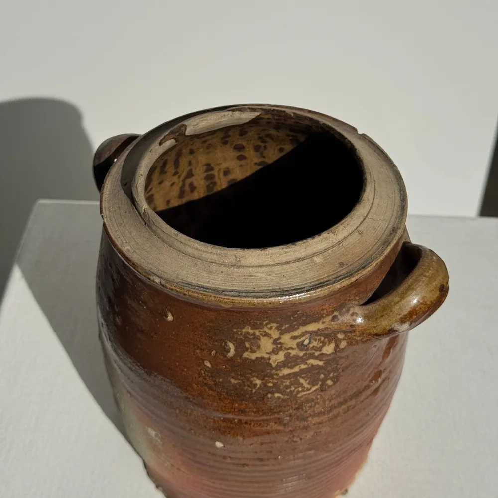 Boîtes de conservation - Pot en grès à 2 petites anses ancien H16 D17 - OFFICE OBJETS