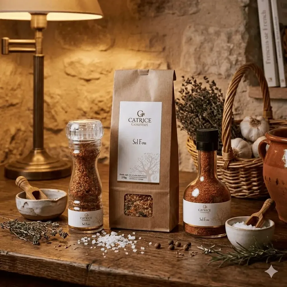 Épicerie fine - Sel Fou (paprika, chili, thym, baies roses moulin empilable 270g - CATRICE GOURMET