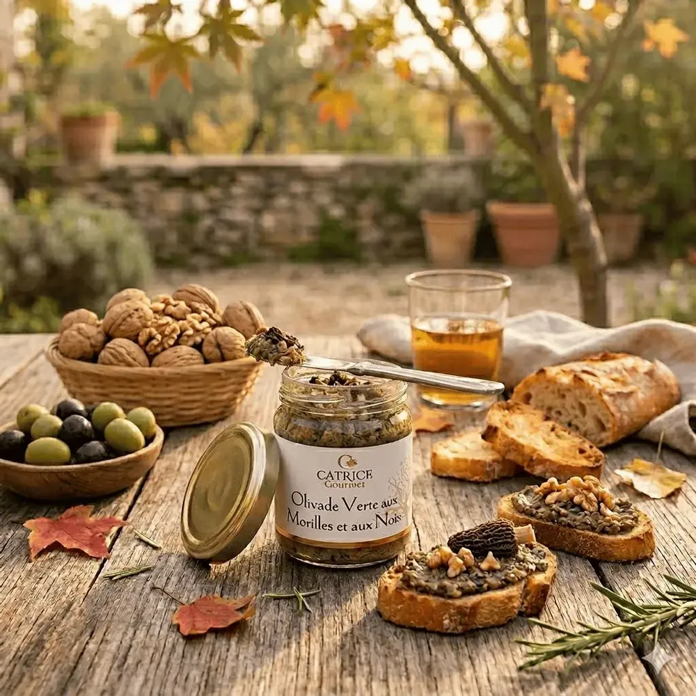 Delicatessen - Green olives with morels and walnuts - CATRICE GOURMET