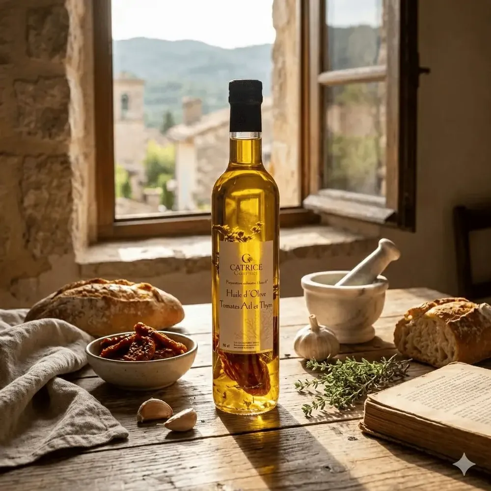 Épicerie fine - Huile d'olive tomate, ail & thym Bouteille Séduction 50cl Bouteille Séduction 50cl - CATRICE GOURMET