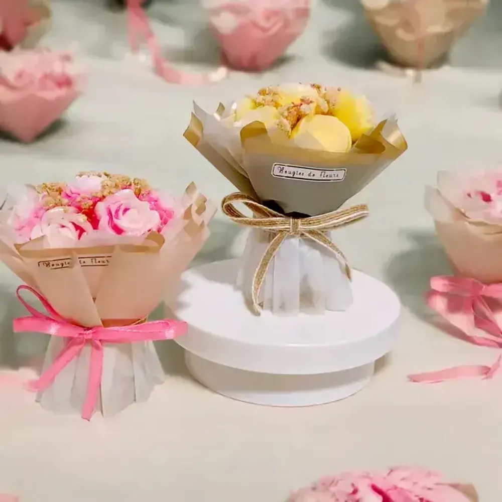 Candles - Mini Floral Candle Bouquet – Round Scented Gift - WIRAWIRI