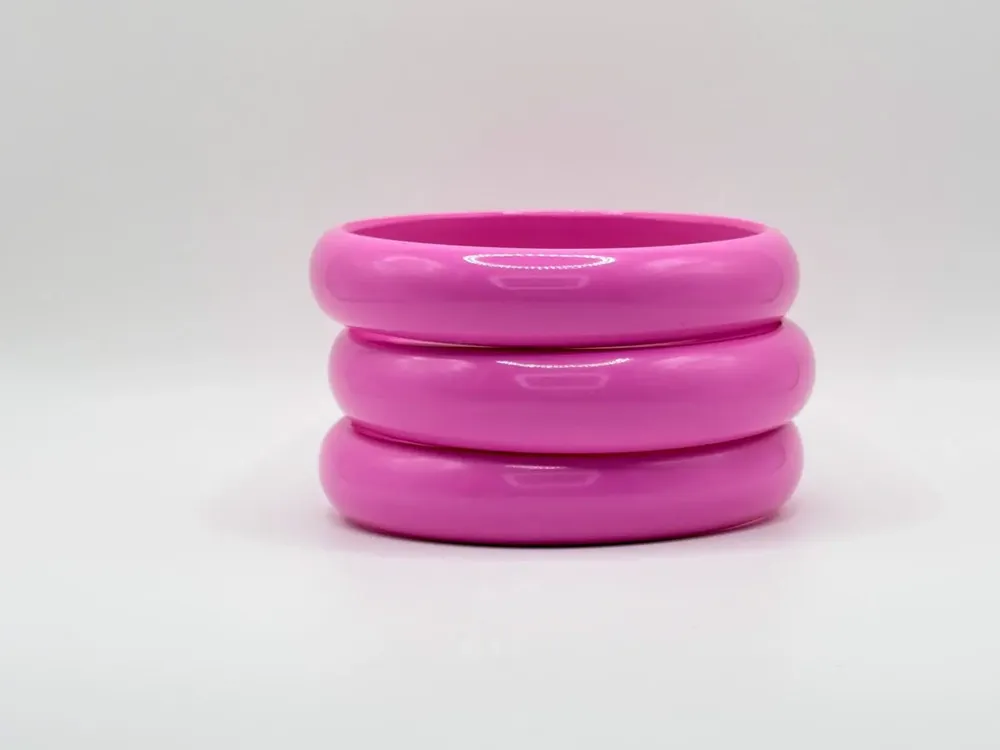 Bracelets - BRACELET EN RÉSINE ROSE BONBON 12 MM - JOLIE JULIE