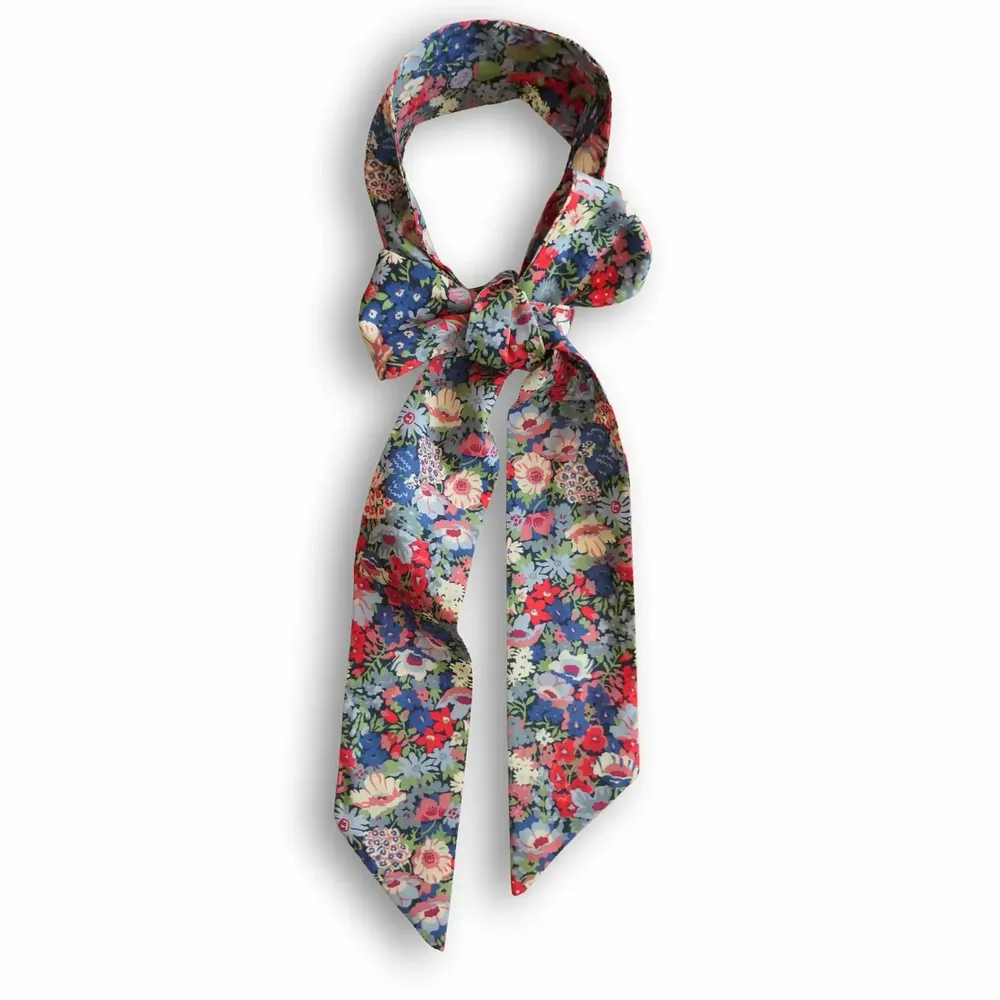 Scarves - Skinny Scarf - Liberty Collection - Thorpe Blue Red - LIME TREE DESIGN