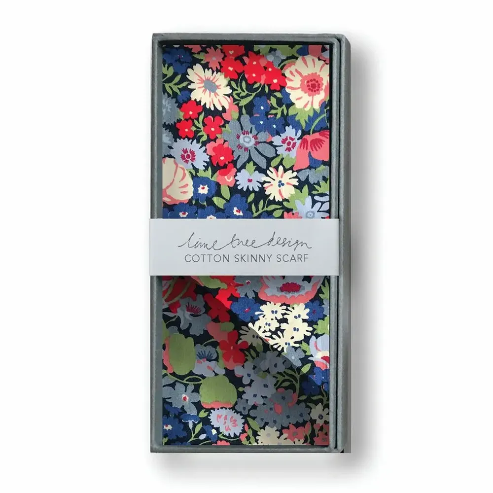 Scarves - Skinny Scarf - Liberty Collection - Thorpe Blue Red - LIME TREE DESIGN