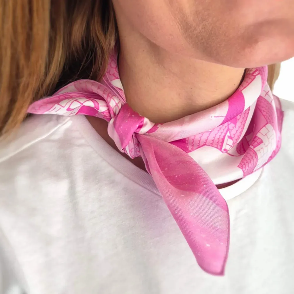 Scarves - ICONIC SAINT-TROPEZ silk scarf - AMANDINE REALE CREATIVE ARTIST