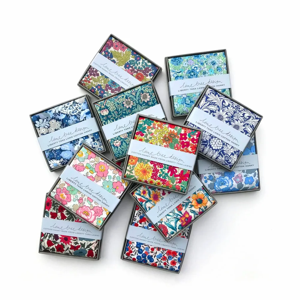Apparel - 12 single Liberty Tana Lawn Hankies - LIME TREE DESIGN