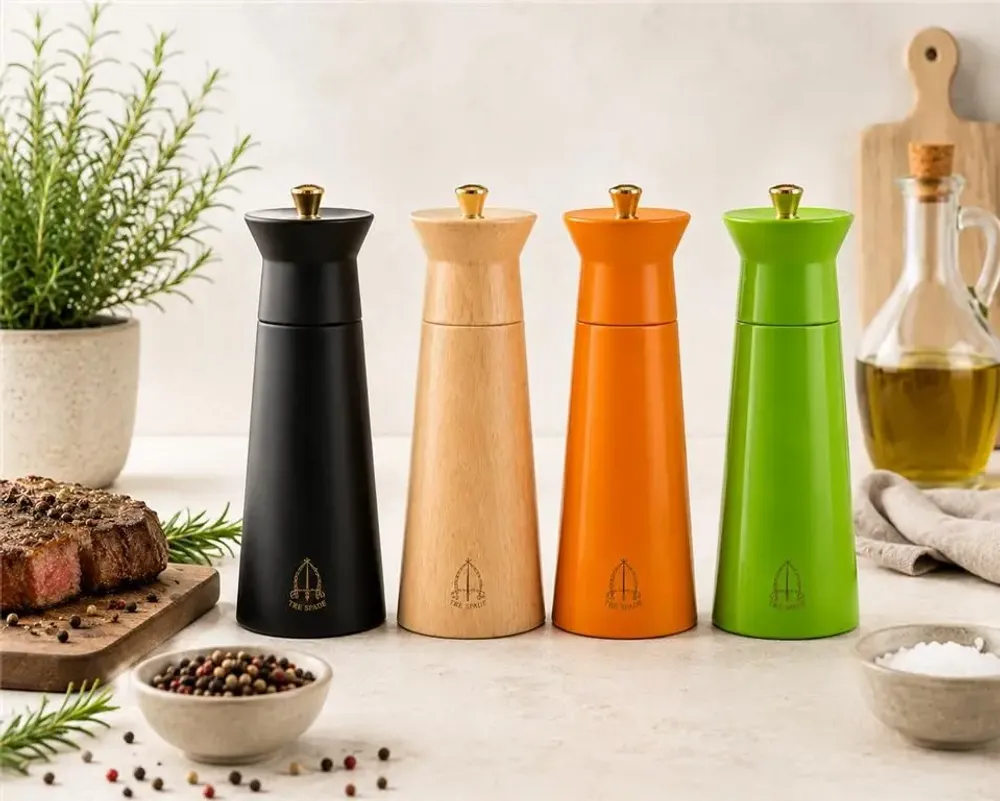 Spice grinders - NABUCCO 15 - Natural Wood Pepper Mill - TRE SPADE