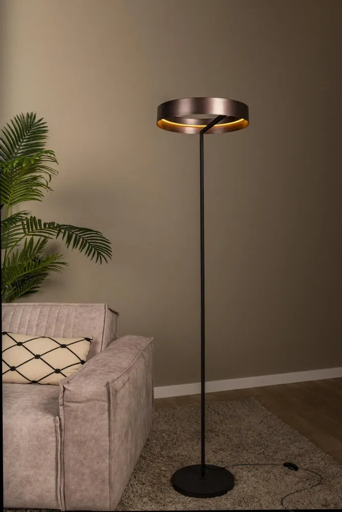 Floor lamps - Lucide LEONARD Lampadaire Diam 40cm LED CCT 2200-4000K Couleur Café - LUCIDE