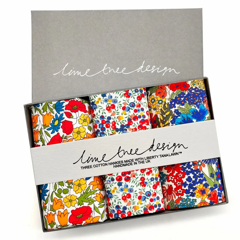 Apparel - 3 Hankies made with Liberty Tana Lawn - Poppy Field - LIME TREE DESIGN