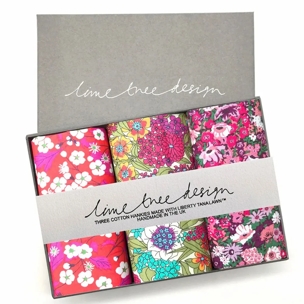 Apparel - 3 Hankies made with Liberty Tana Lawn - Twinkletoes - LIME TREE DESIGN