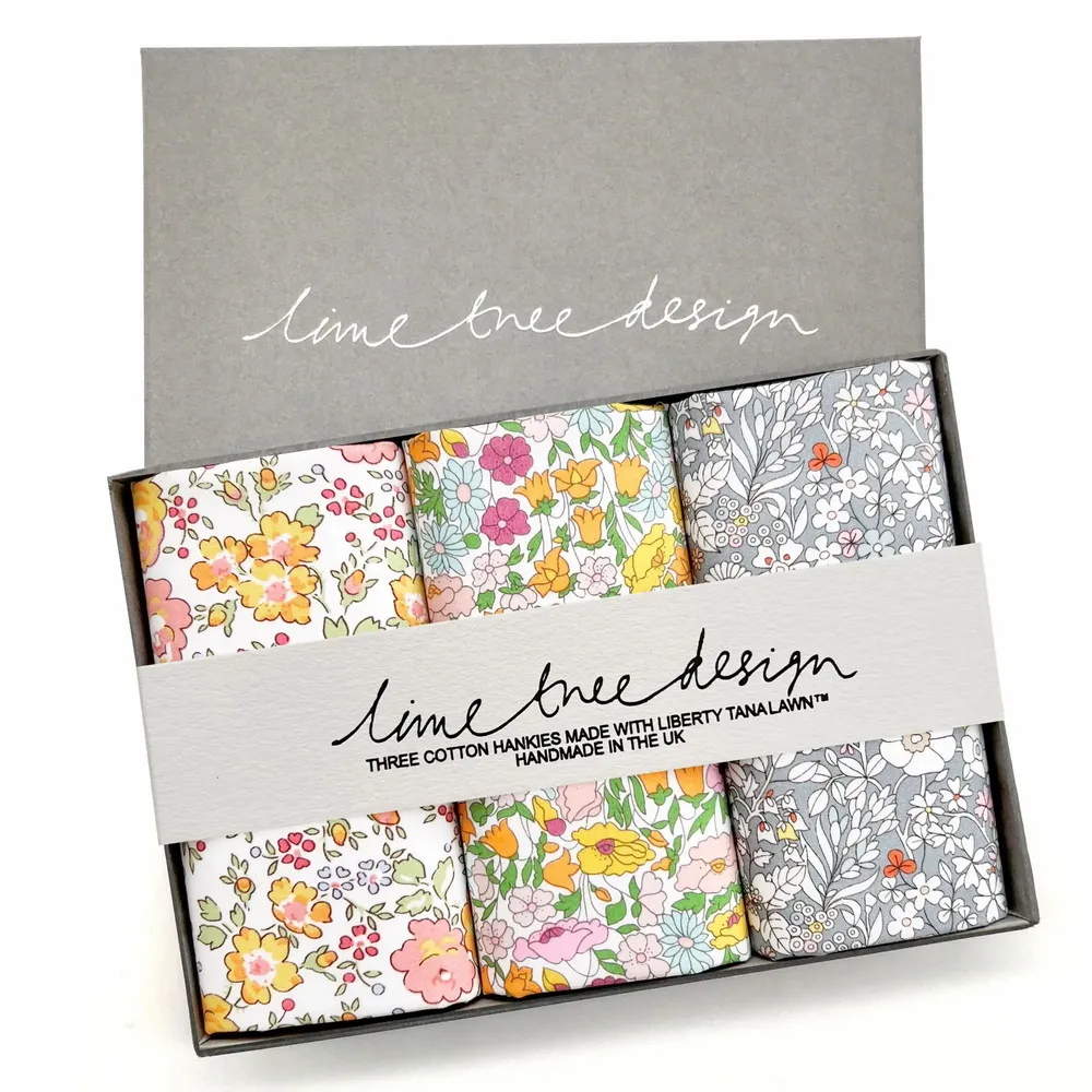Apparel - 3 Hankies made with Liberty Tana Lawn - Saffron - LIME TREE DESIGN
