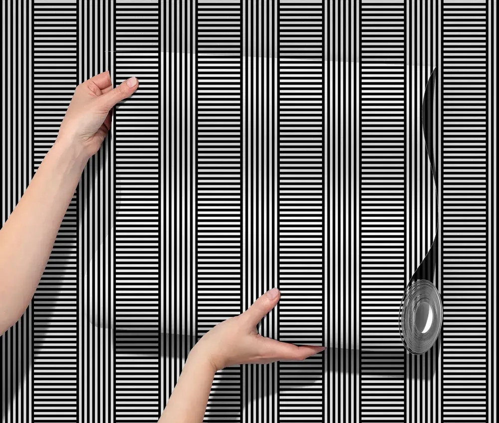 Paintings - Bauhaus Black & White Stripes Wallpaper – Contemporary Geometric Wall - J'ESSENTIA