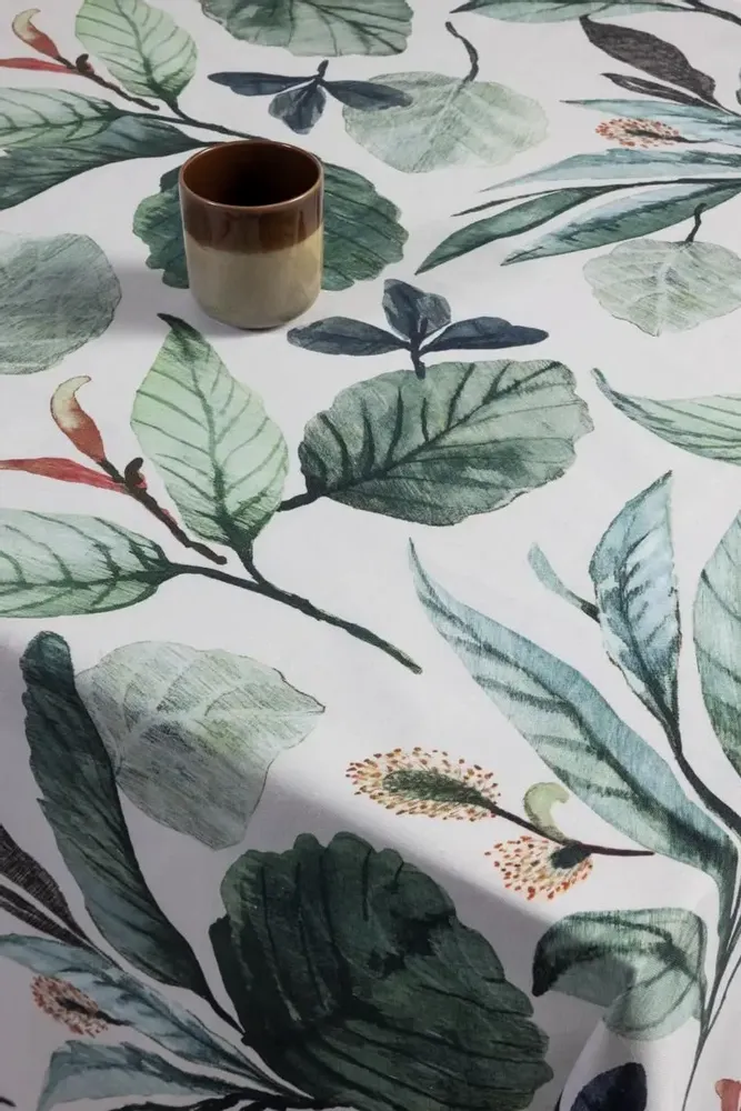 Linge de table textile - Nappe Paju Halflinen verte 145 x 250 cm - PENTIK