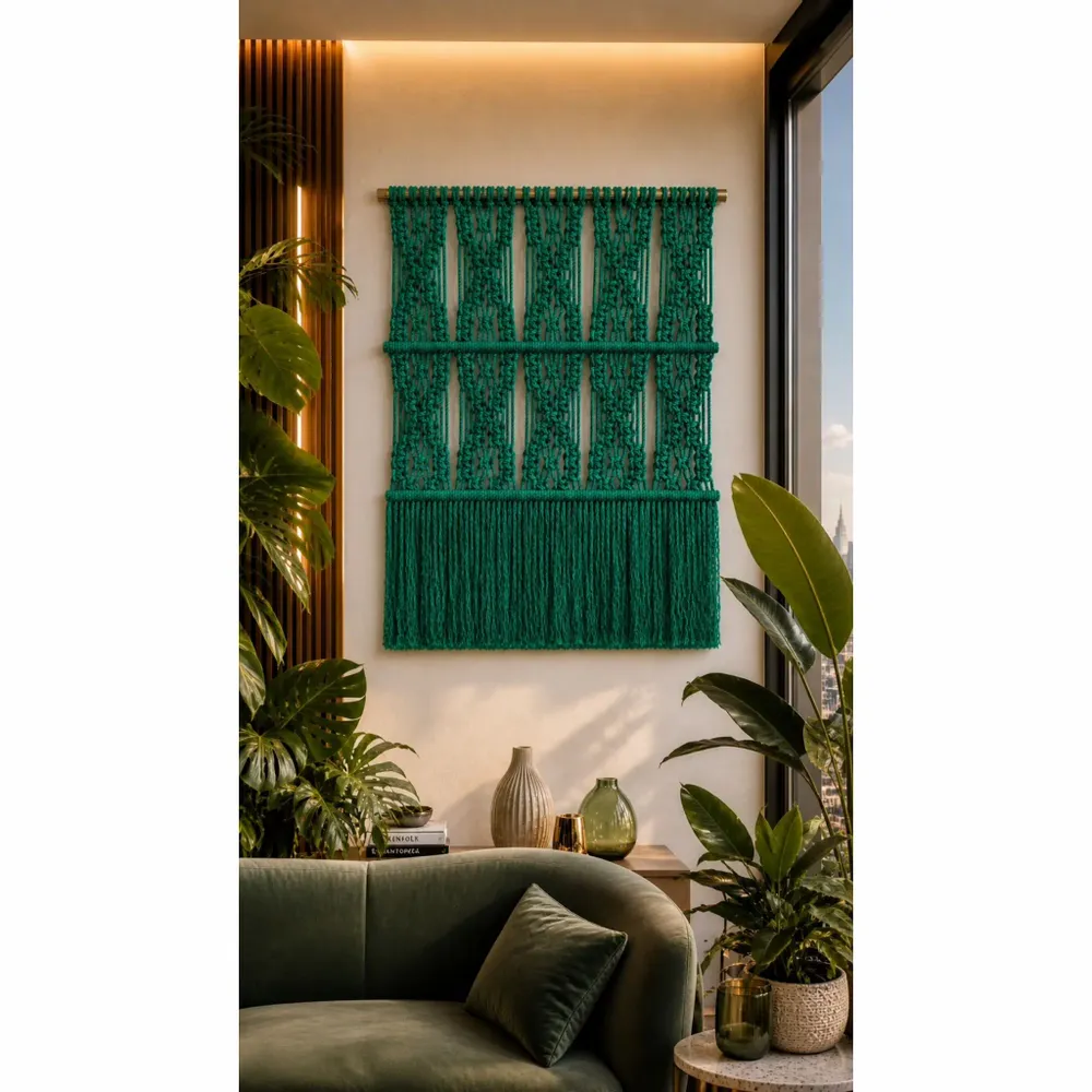 Tapestries - Green Handcrafted Macramé Wall Hanging - NŒULUXE