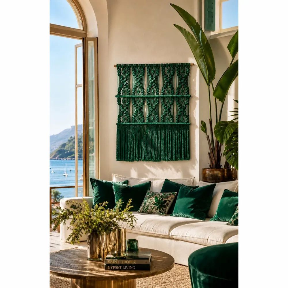 Tapestries - Green Handcrafted Macramé Wall Hanging - NŒULUXE
