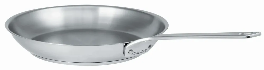 Frying pans - 1826 Brushed Stainless Steel Frying Pan with Polished Fixed Handle - CRISTEL