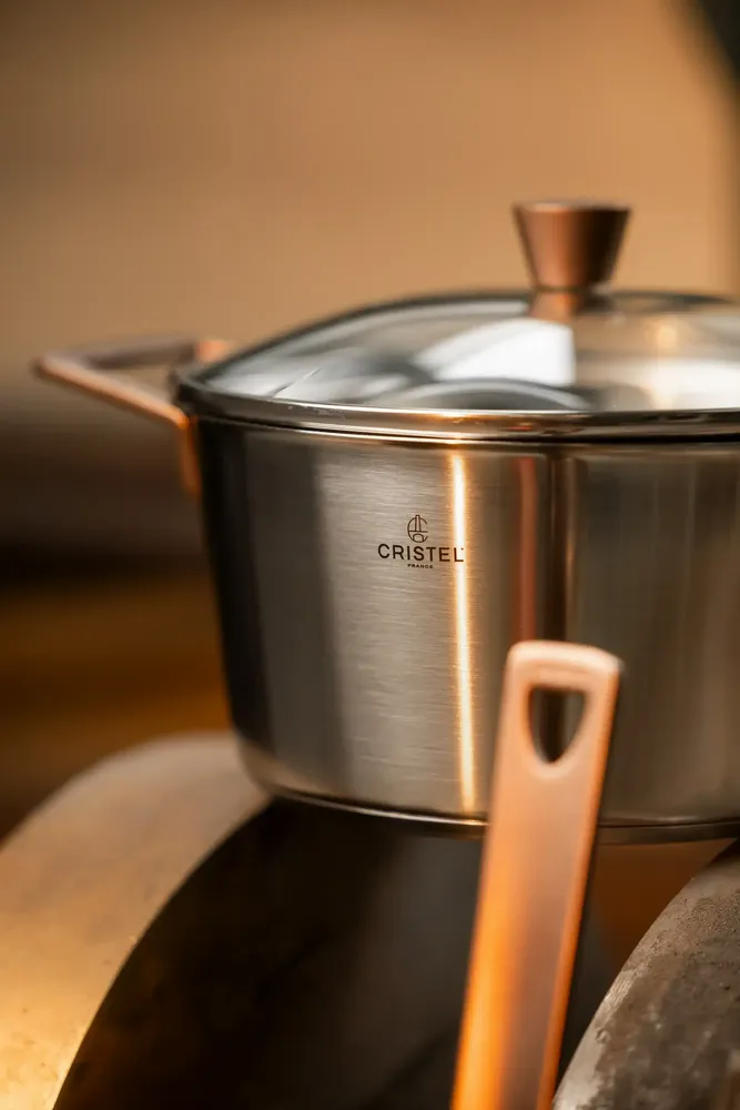 Stew pots - Bicentenary Brushed Stainless Steel Stockpot with Copper-Finish Handle - CRISTEL