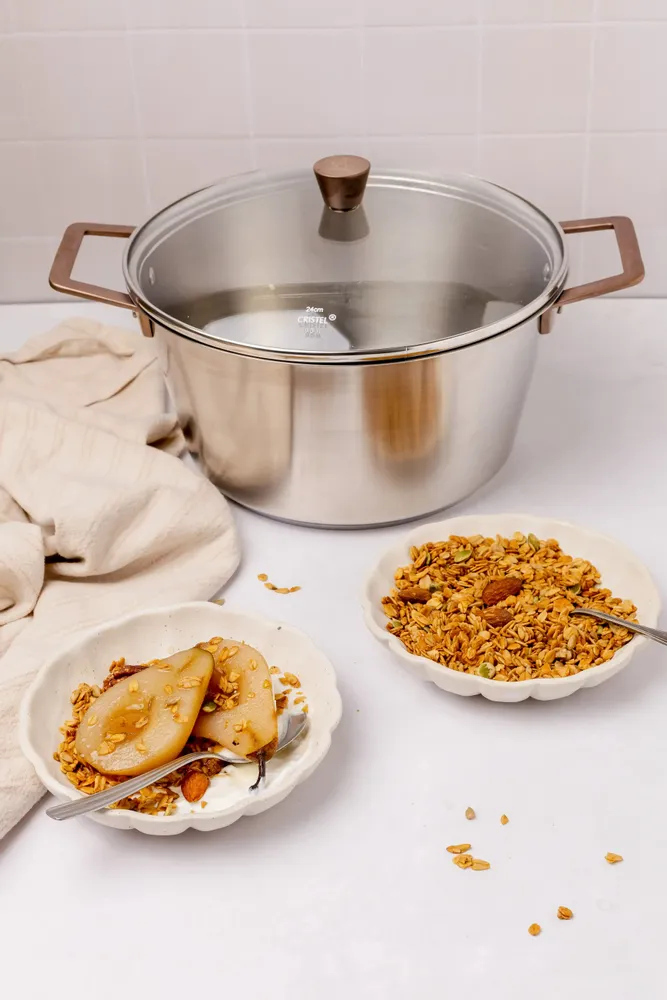 Stew pots - Bicentenary Brushed Stainless Steel Stockpot with Copper-Finish Handle - CRISTEL