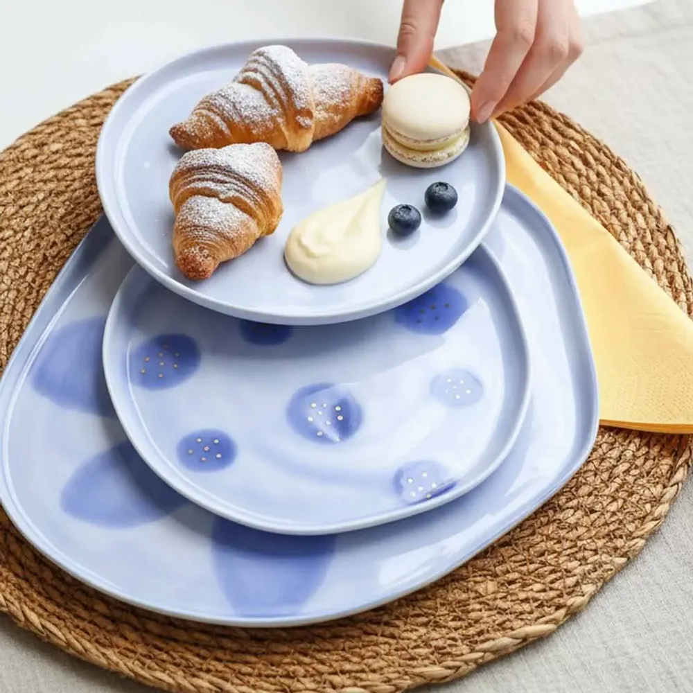 Everyday plates - Aqua Dot Dessert Plate - LALI DESIGN STUDIO