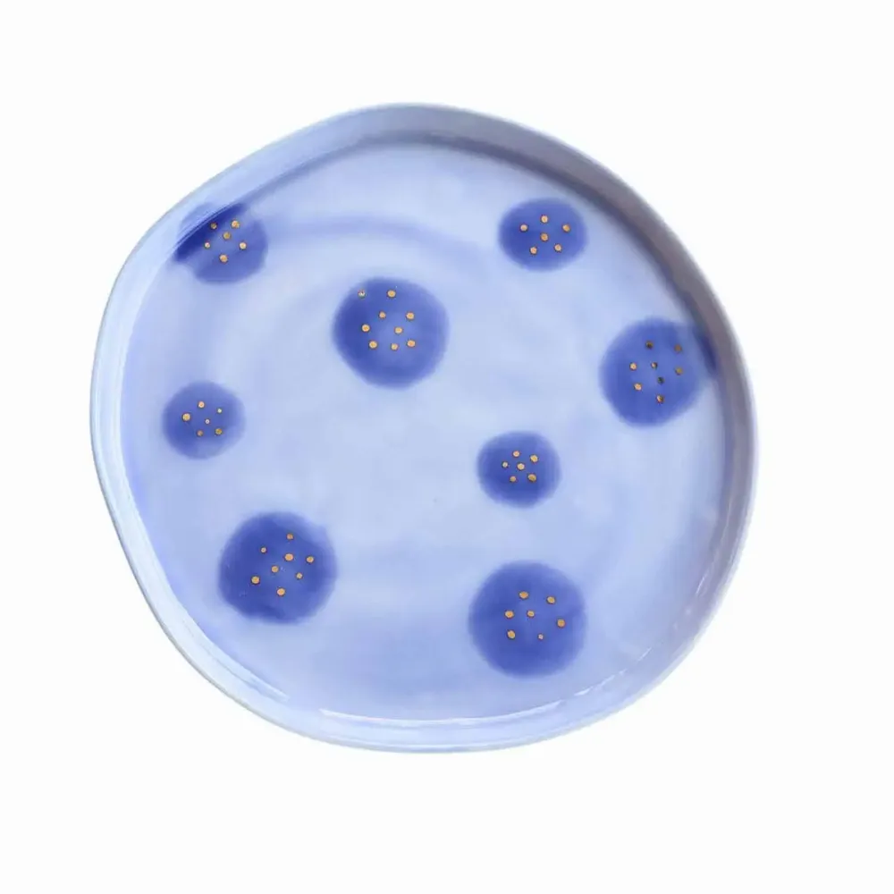 Everyday plates - Aqua Dot Dessert Plate - LALI DESIGN STUDIO