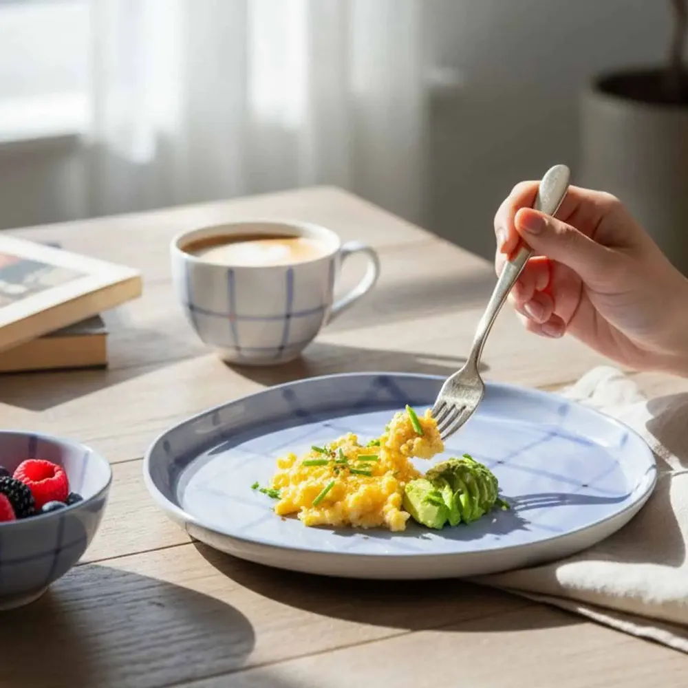 Everyday plates - Aqua Grid Dessert Plate - LALI DESIGN STUDIO
