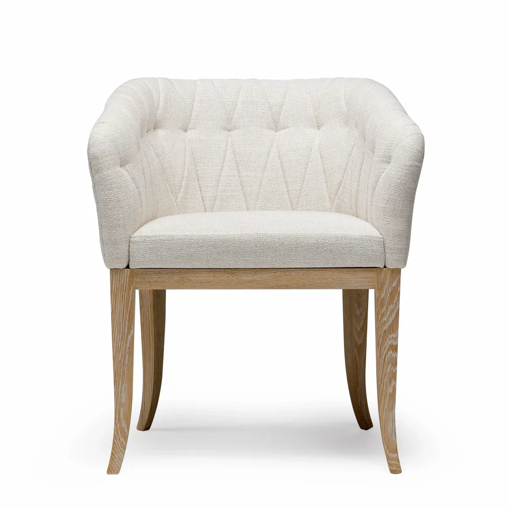 Chaises pour collectivités - Chaise Isabella dossier capitonné, pieds chêne blanchi cérusé - DUISTT