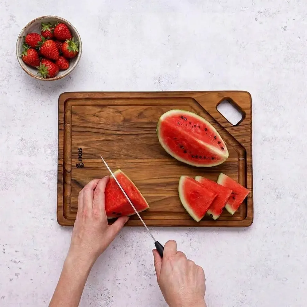 Knives - STOLF ELEGANCE CULINARY TEAK CUTTING BOARD 46X36X1.9CM - STOLF