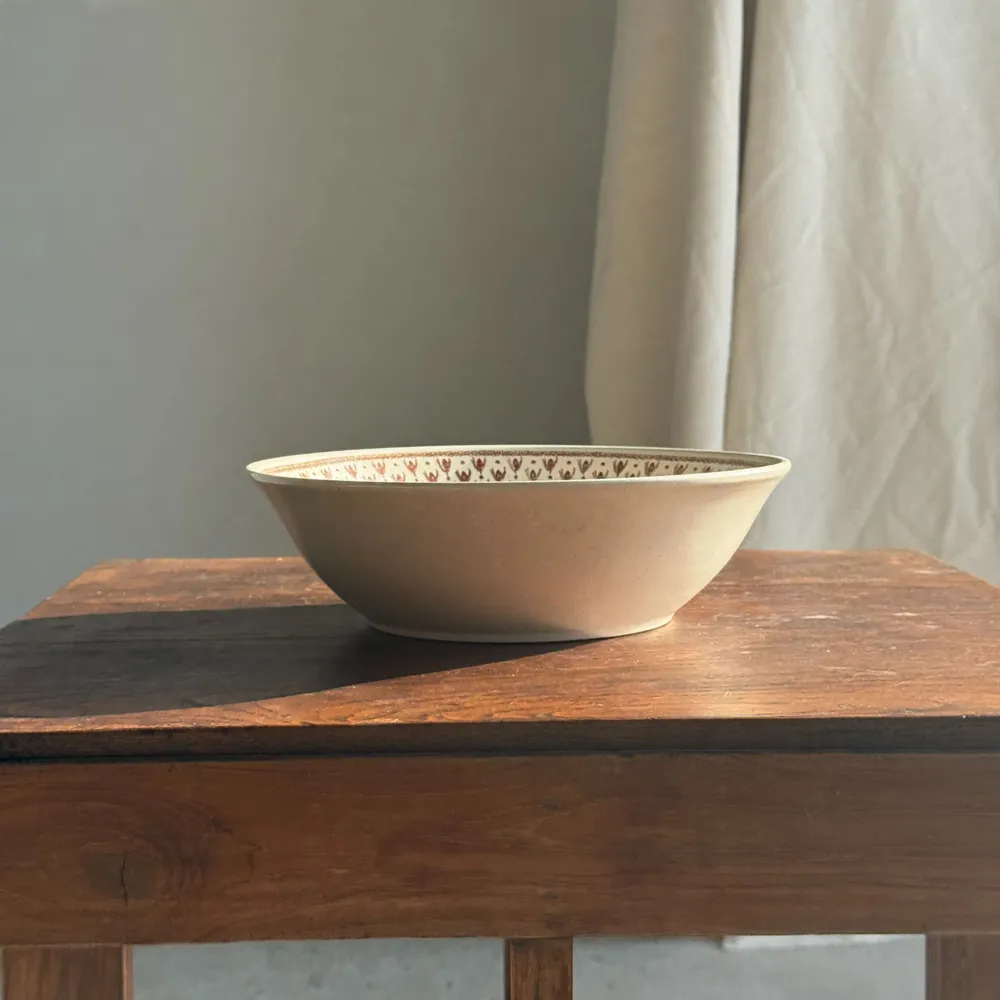Plats et saladiers - Lot d'un saladier et un plat circulaire frise marron vintage D28 - OFFICE OBJETS
