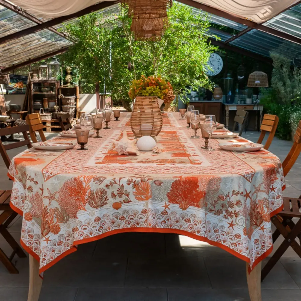 Linge de table textile - Nappe en satin de coton Récif - BEAUVILLÉ