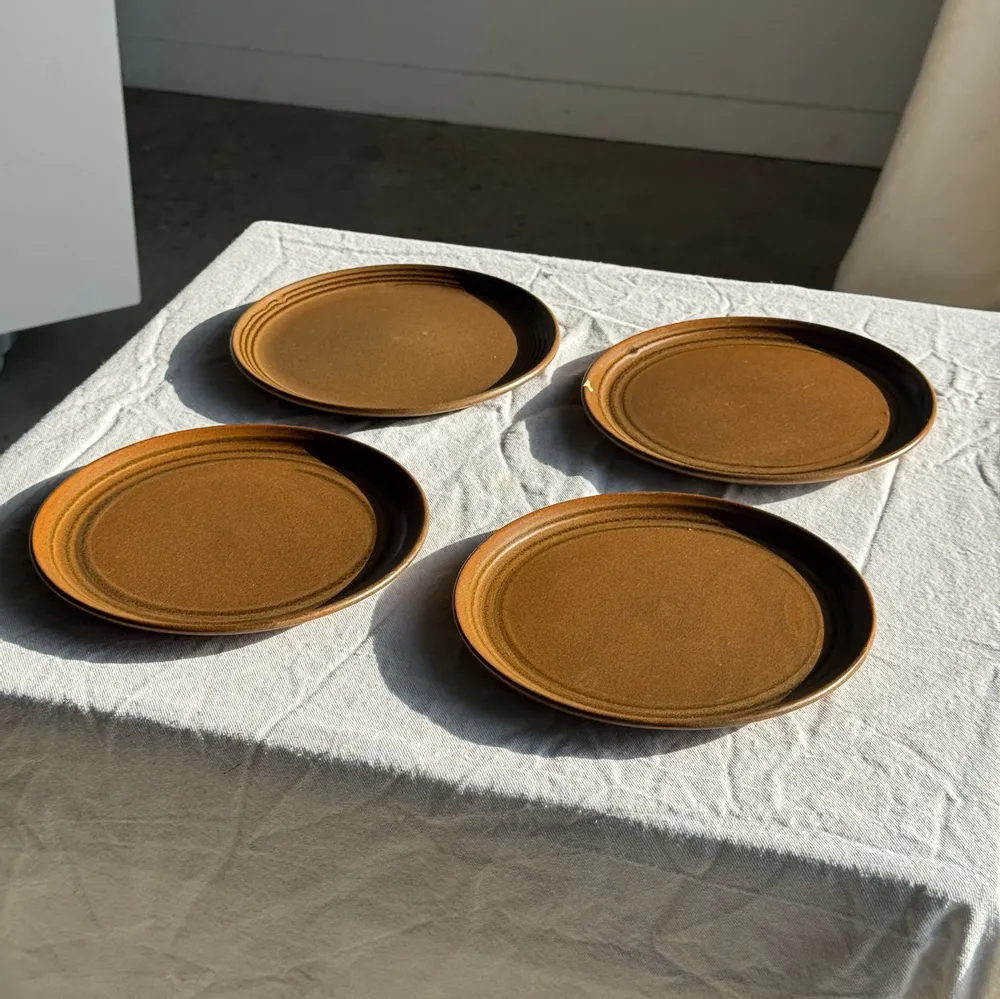 Everyday plates - Set of 4 Sarreguemines brown dessert plates Savoie model, fabri - OFFICE OBJETS