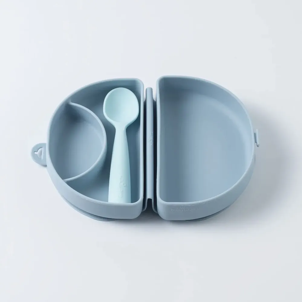 Repas pour enfant - Assiette Fold & Scoop – Chicorée/Aqua - MINIWARE AB