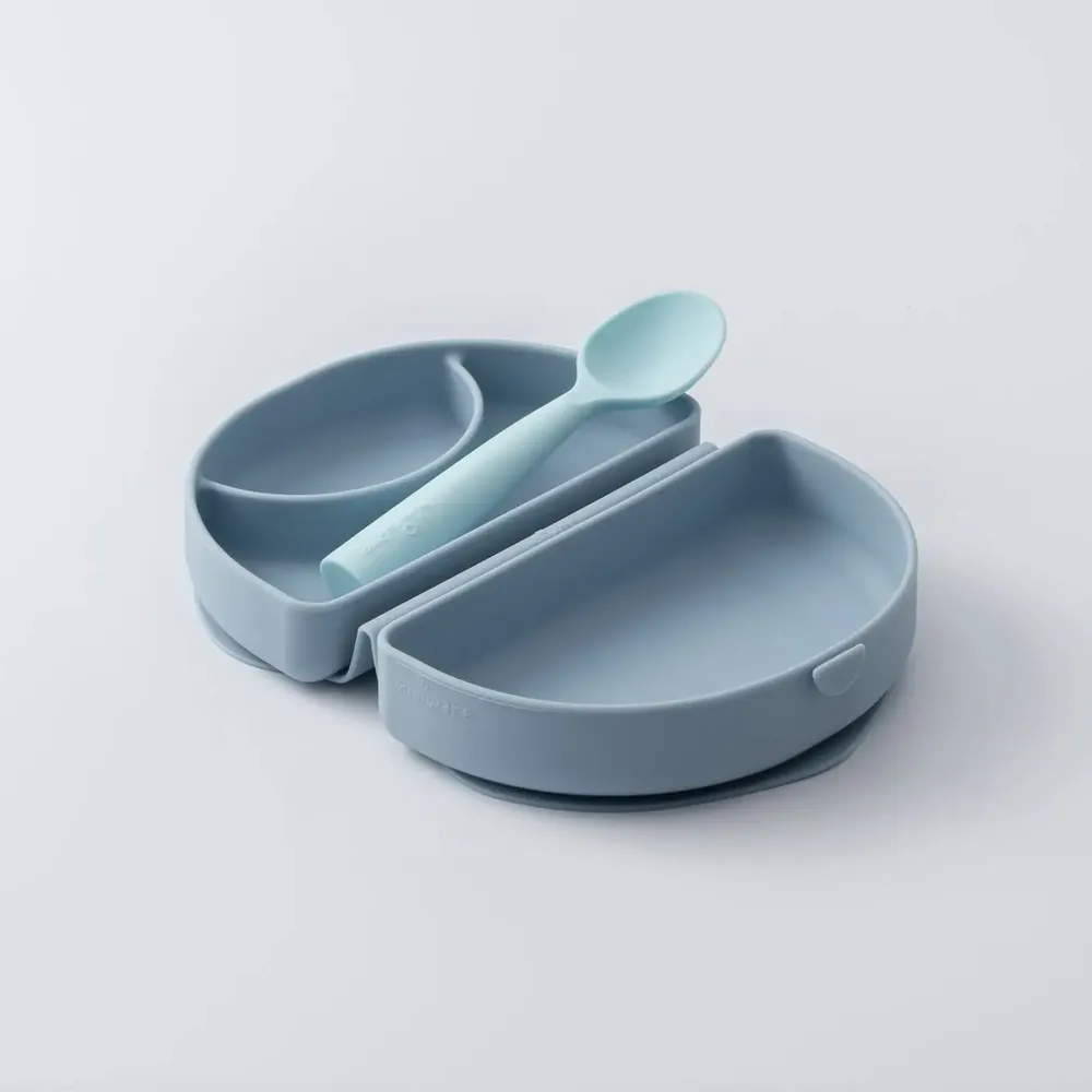 Repas pour enfant - Assiette Fold & Scoop – Chicorée/Aqua - MINIWARE AB