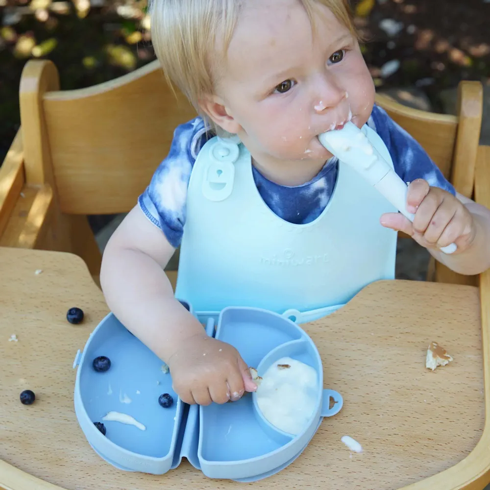 Repas pour enfant - Assiette Fold & Scoop – Chicorée/Aqua - MINIWARE AB