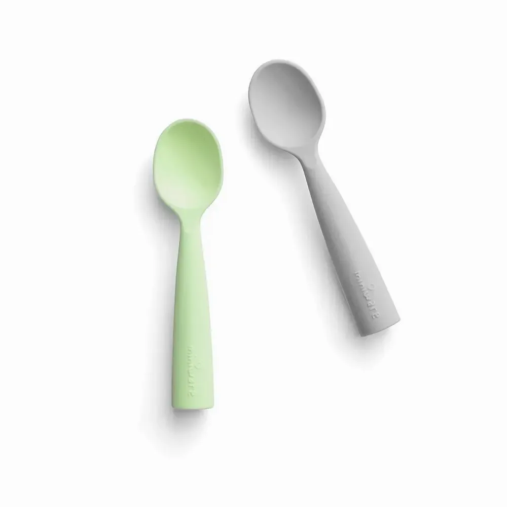 Repas pour enfant - Set de cuillères d’apprentissage en silicone-Grey/Keylime - MINIWARE AB