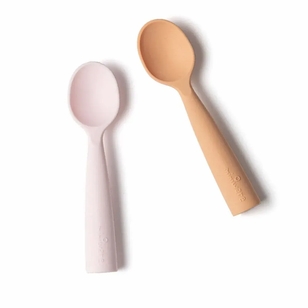 Repas pour enfant - Set de cuillères d’apprentissage en silicone-Toffee/Cotton Candy - MINIWARE AB