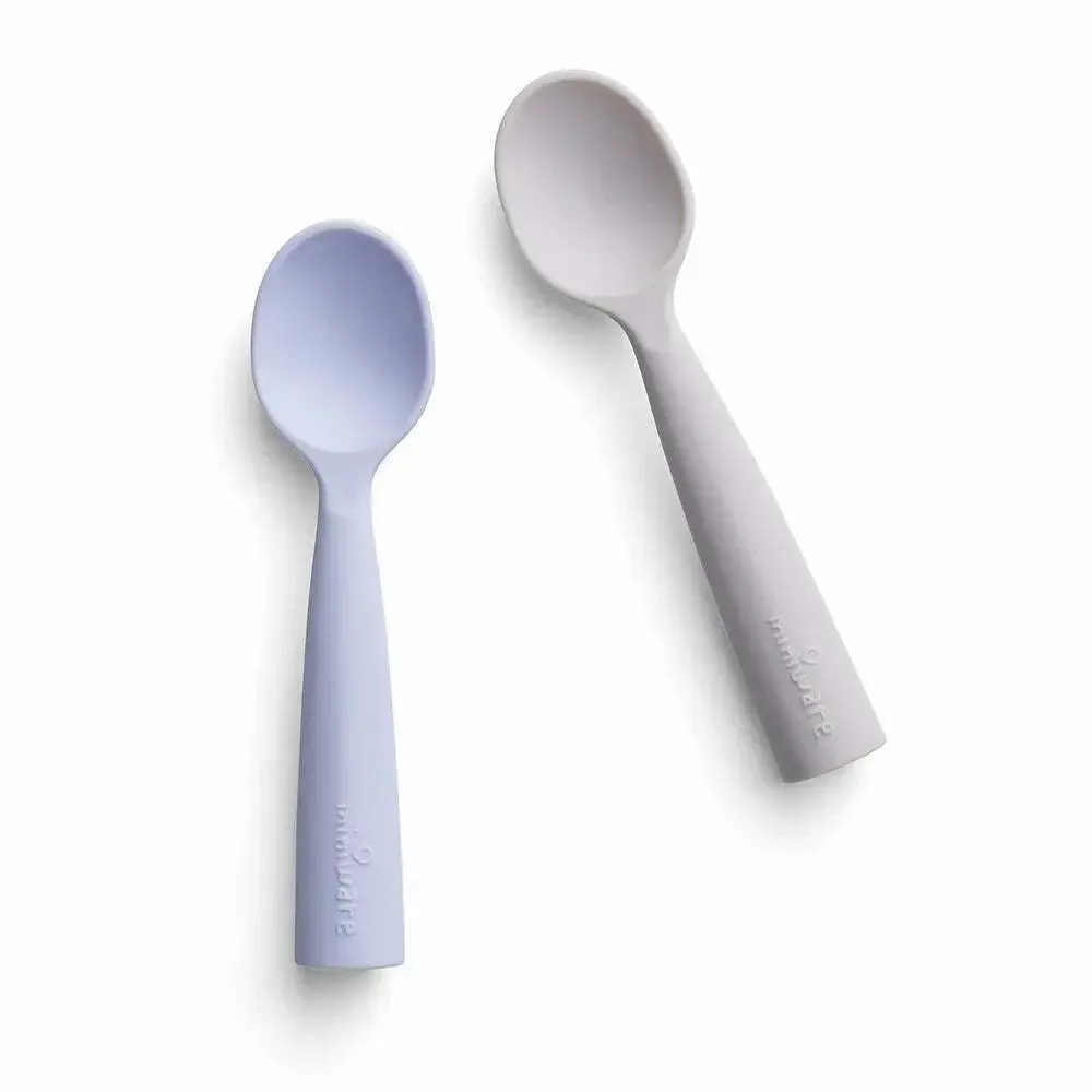 Repas pour enfant - Set de cuillères d’apprentissage en silicone-Grey/Lavender - MINIWARE AB