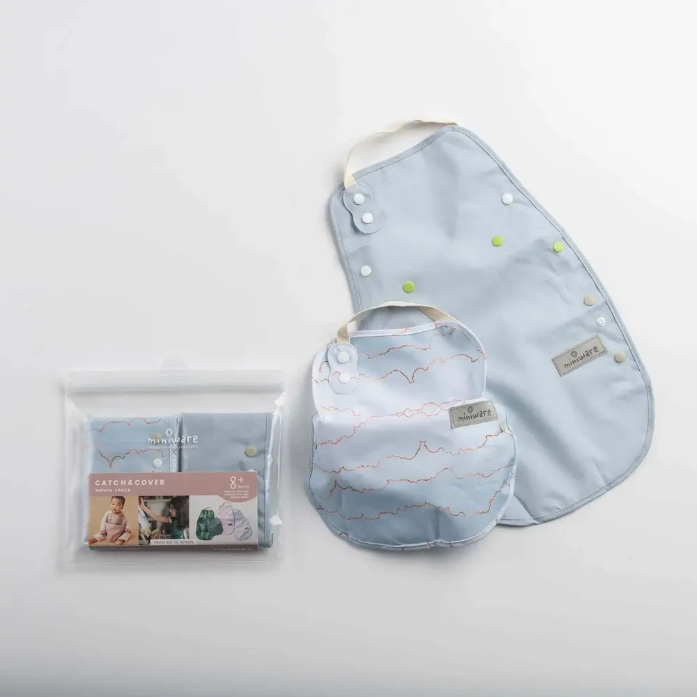 Repas pour enfant - Lot de 2 bavoirs Catch & Cover – Ciel enchanté - MINIWARE AB