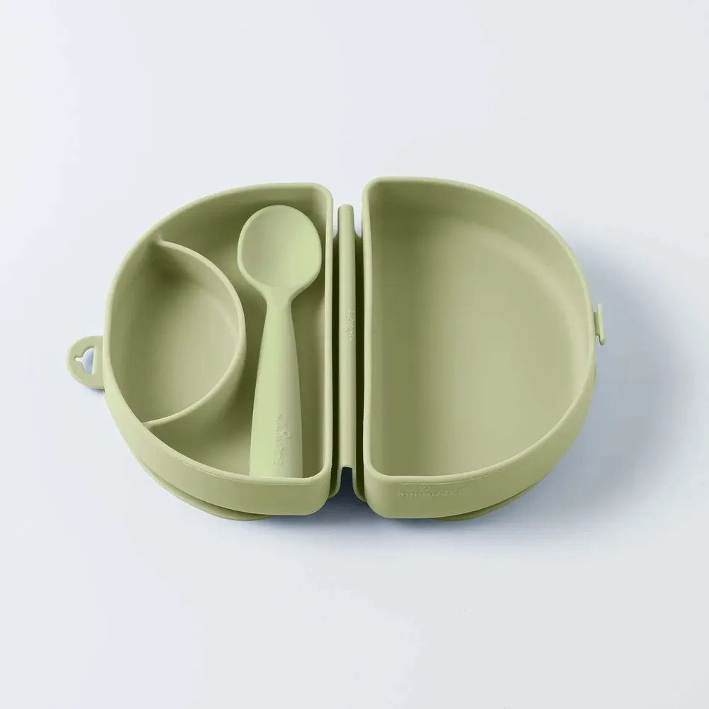 Repas pour enfant - Assiette Fold & Scoop – Pistache/Pistache - MINIWARE AB