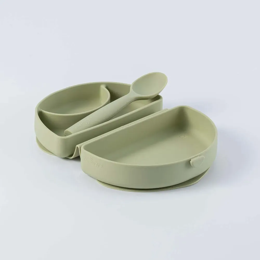 Repas pour enfant - Assiette Fold & Scoop – Pistache/Pistache - MINIWARE AB