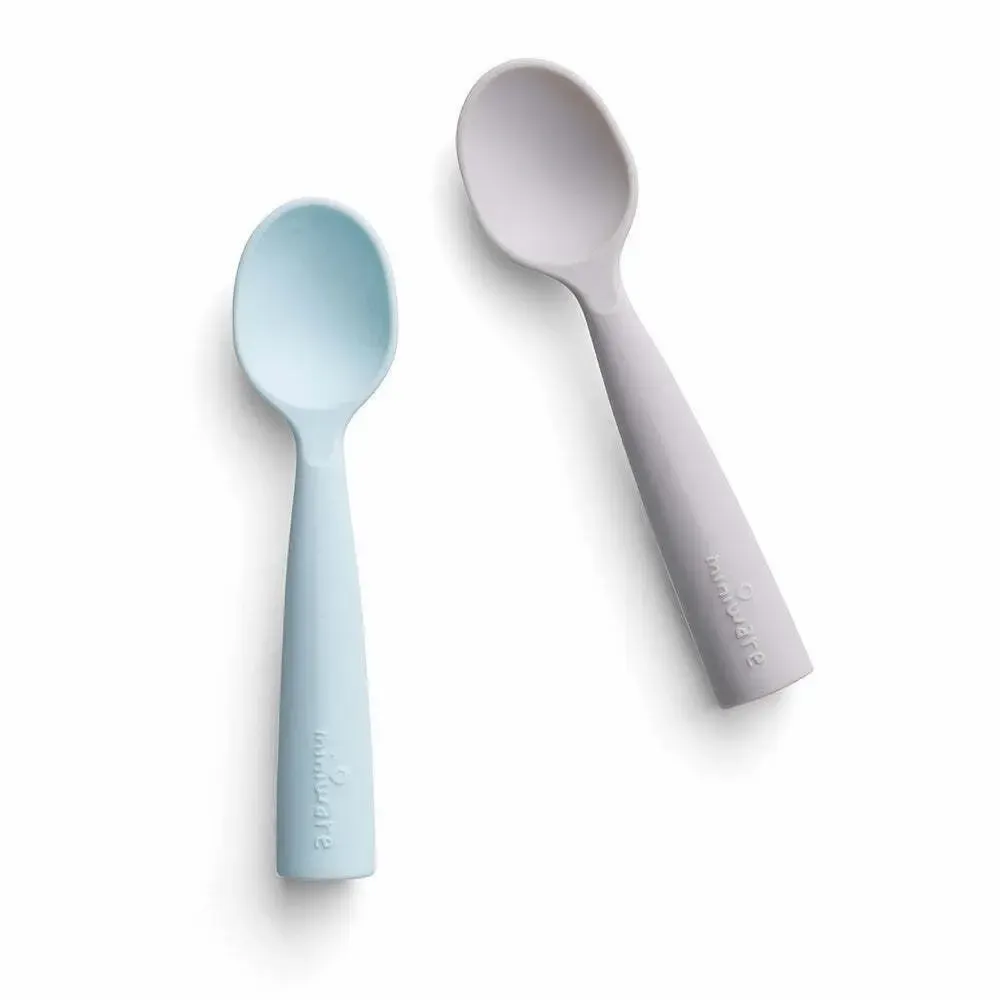 Repas pour enfant - Set de cuillères d’apprentissage en silicone-Grey/Aqua - MINIWARE AB