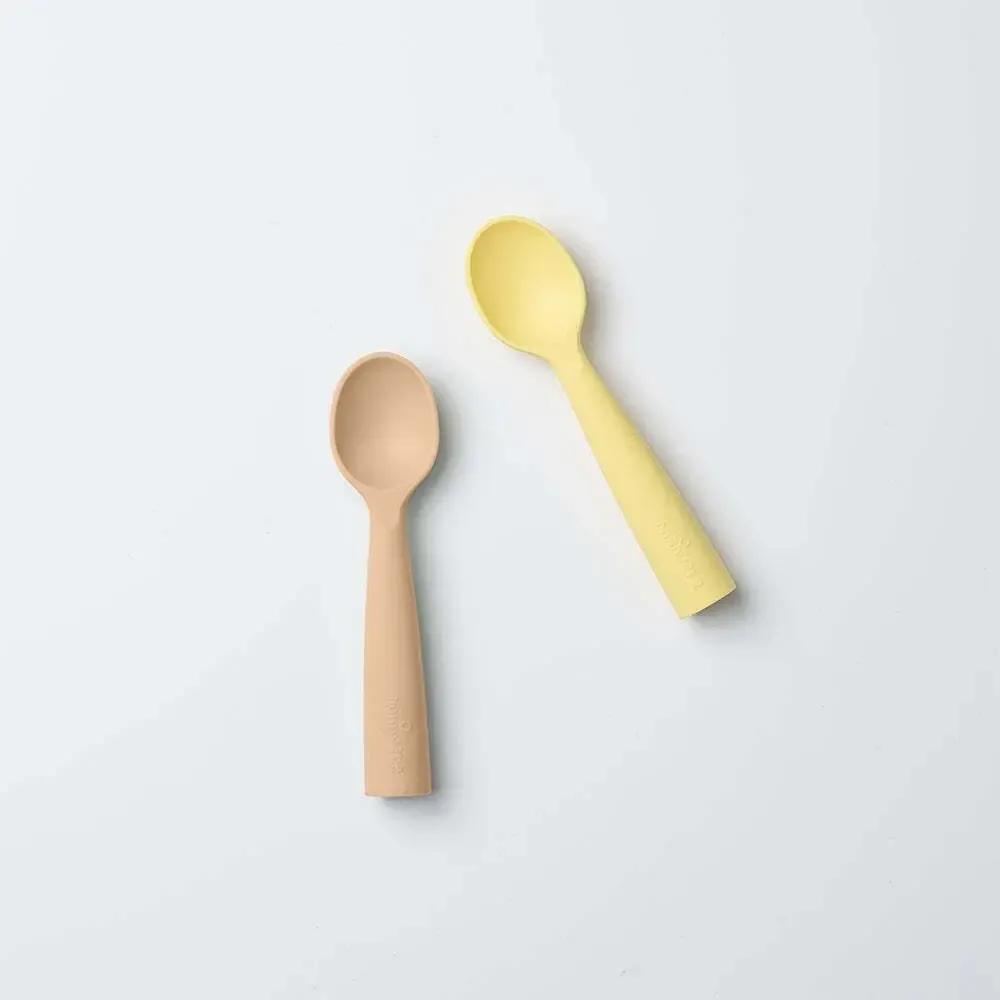 Repas pour enfant - Set de cuillères d’apprentissage en silicone-Custard/Toffee - MINIWARE AB