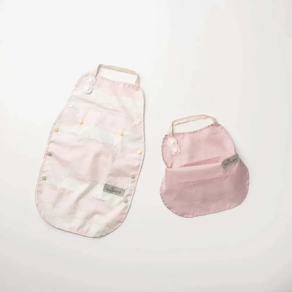 Repas pour enfant - Lot de 2 bavoirs Catch & Cover – Fleur douce - MINIWARE AB