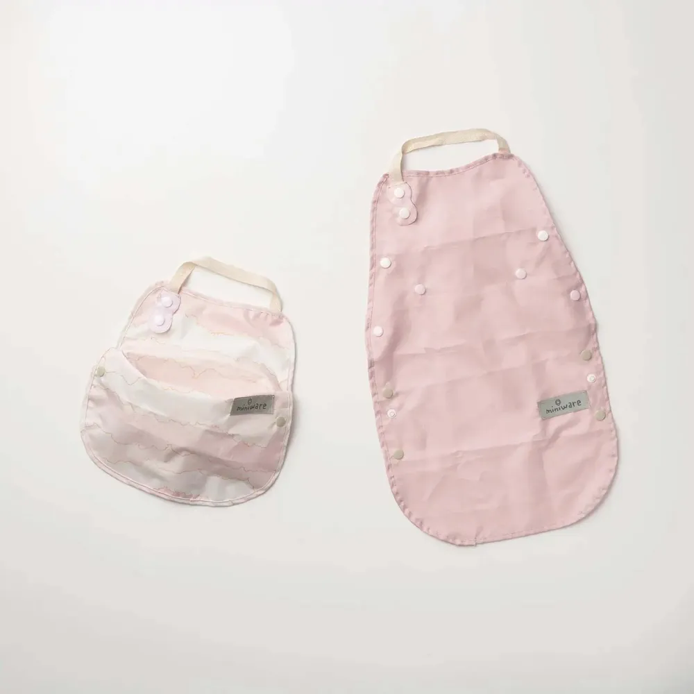 Repas pour enfant - Lot de 2 bavoirs Catch & Cover – Fleur douce - MINIWARE AB