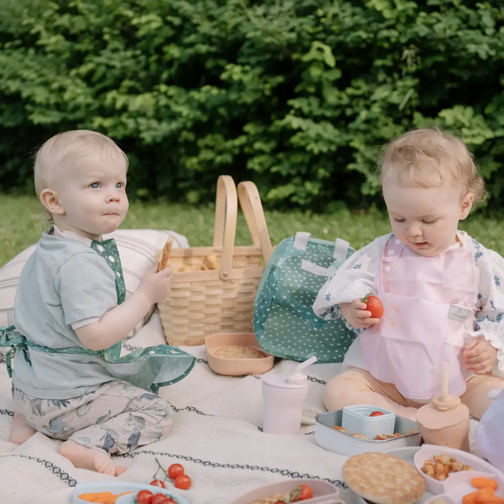Repas pour enfant - Lot de 2 bavoirs Catch & Cover – Fleur douce - MINIWARE AB