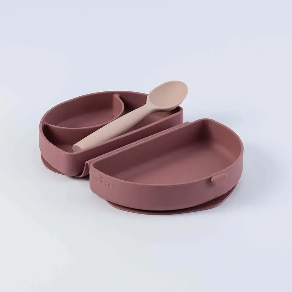 Repas pour enfant - Assiette Fold & Scoop – Framboise/Sel rose - MINIWARE AB