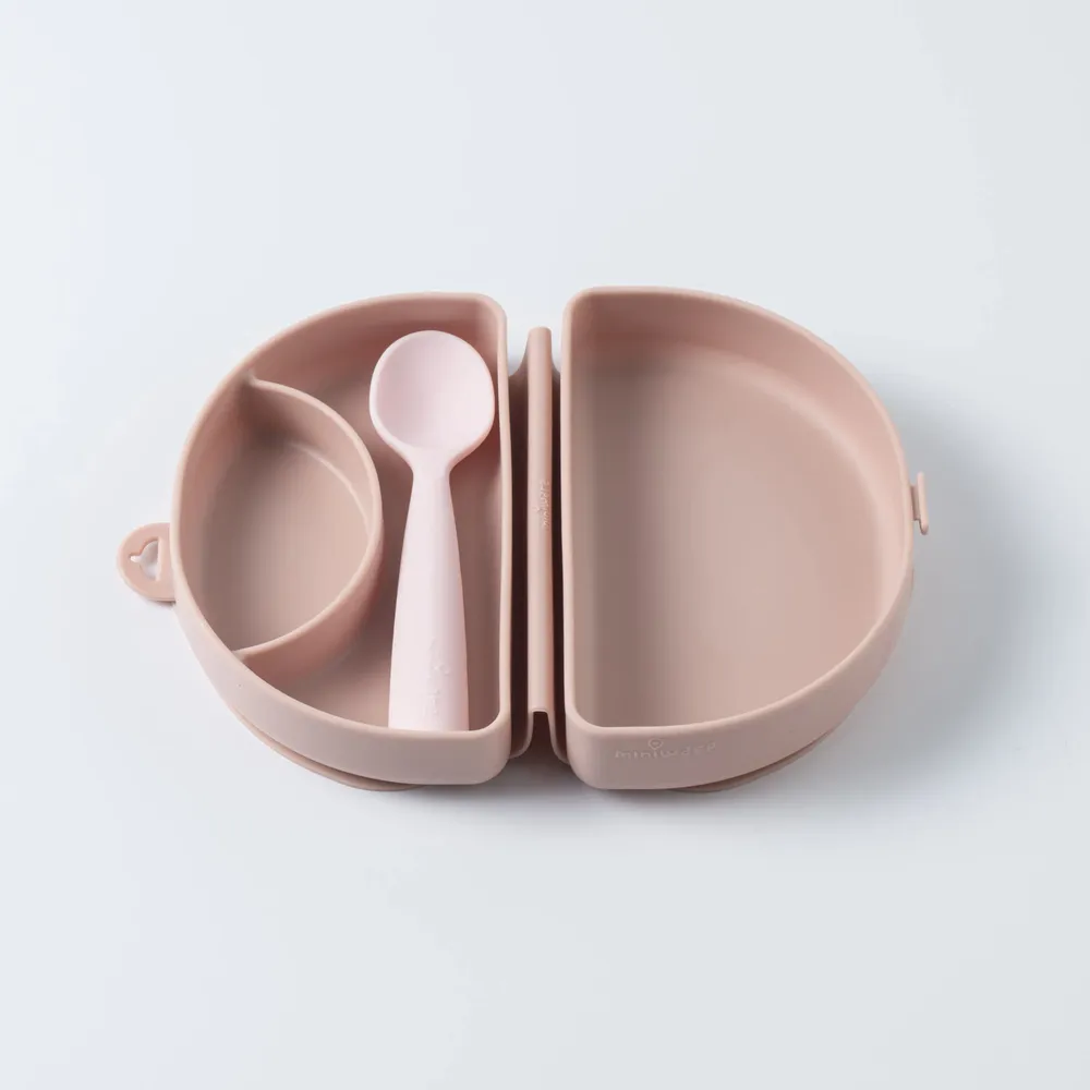 Repas pour enfant - Assiette Fold & Scoop – Sel rose/Sel rose - MINIWARE AB