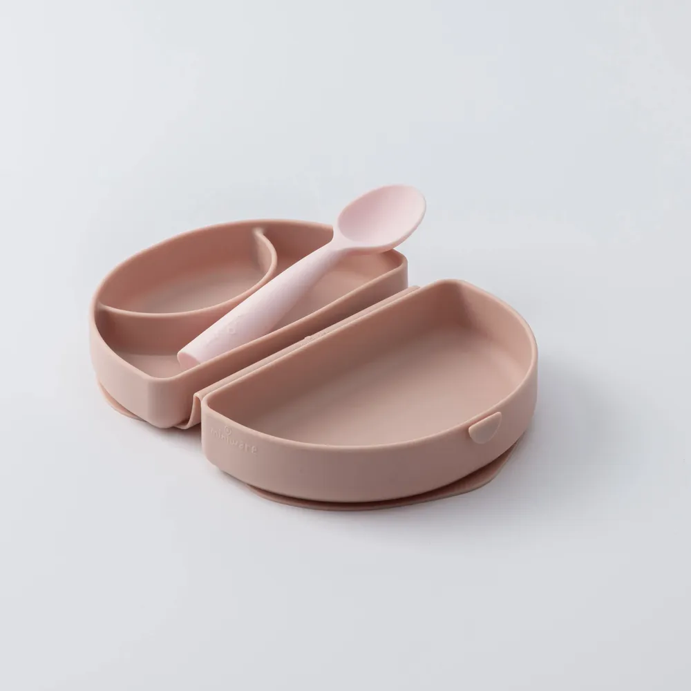 Repas pour enfant - Assiette Fold & Scoop – Sel rose/Sel rose - MINIWARE AB