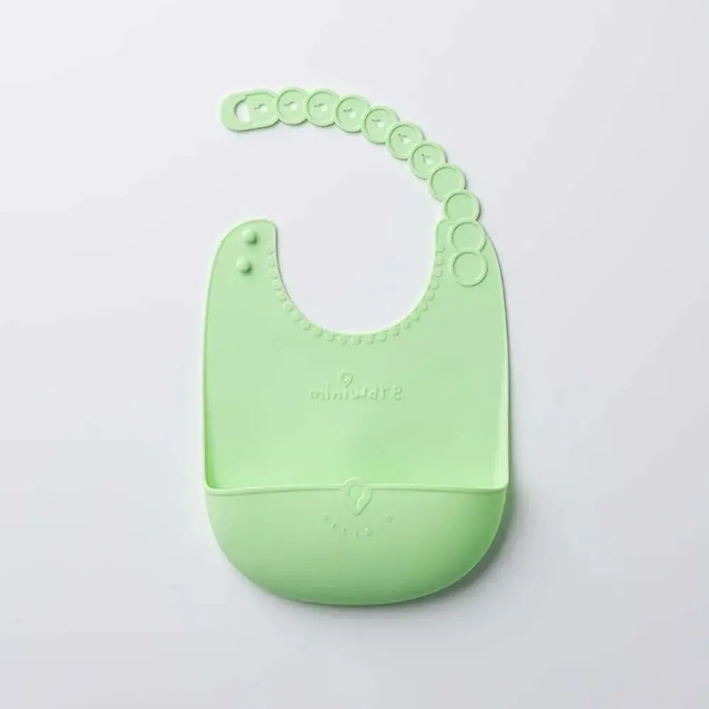 Repas pour enfant - Bavoir en silicone Roll & Lock – Citron vert - MINIWARE AB